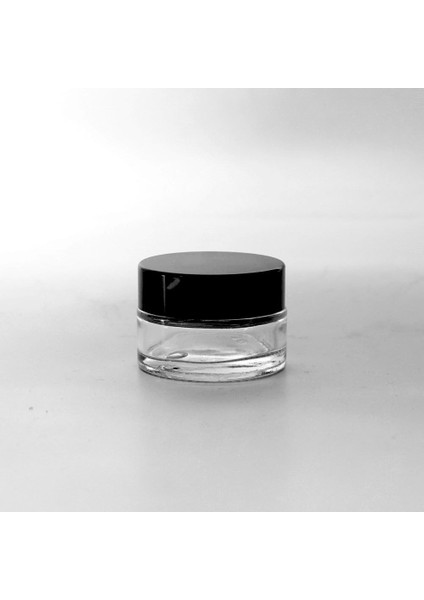 20 Adet Boş Cam Krem Kavanozu, 20 Ml, Silindir Model, Şeffaf, Siyah Kapaklı