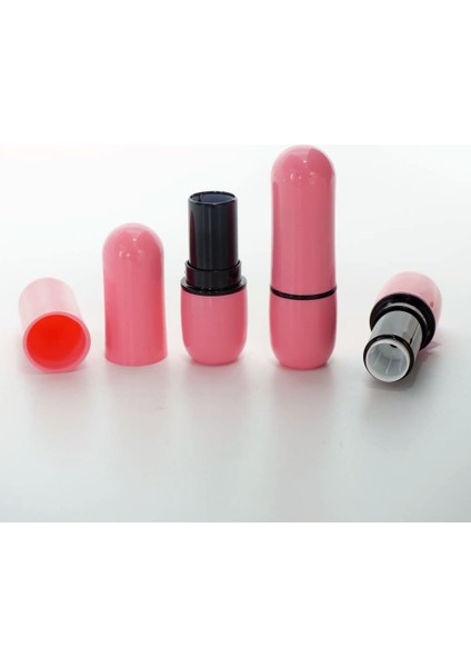 30 Adet Boş Plastik Dudak Balsam (Ruj) Tüpü, 5 Ml, Pembe