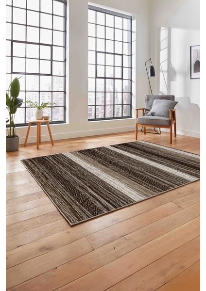 Baskılı Modern Kilim Görünümlü Yıkanabilir Kaymaz Yolluk Mutfak Salon Halısı, Modern-185-Kahve, fırsatları