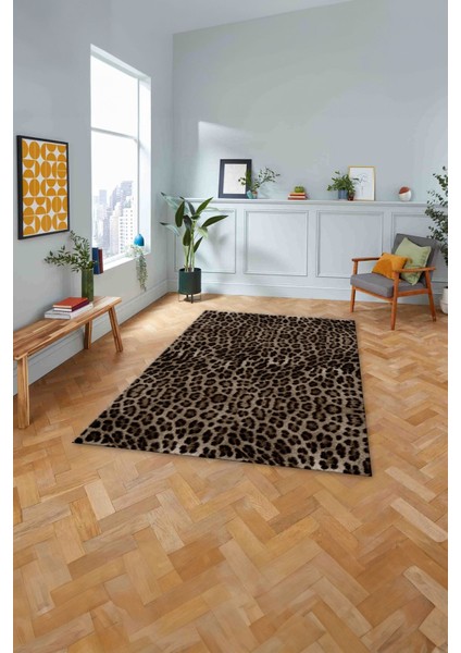 Baskılı Modern Leopar Model Yıkanabilir Kaymaz Yolluk Mutfak Salon Halısı, Modern-148-Kahve, fiyatları