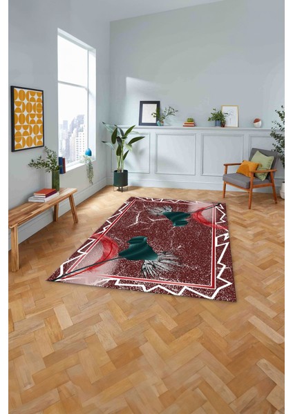 Baskılı Modern Çiçek Kuş Tüyü Yıkanabilir Kaymaz Yolluk Mutfak Salon Halısı, Modern-153-Kırmızı, fiyatları