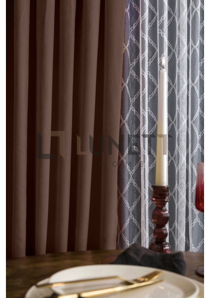 Kullanıma Hazır Kahverengi Pilesiz Ekstraforlu Düz Dikim Fon Perde Tek Kanat 9249