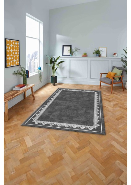 Baskılı Modern Etnik Çerçeve Desen Yıkanabilir Kaymaz Yolluk Mutfak Salon Halısı,Modern-188-Antrast,