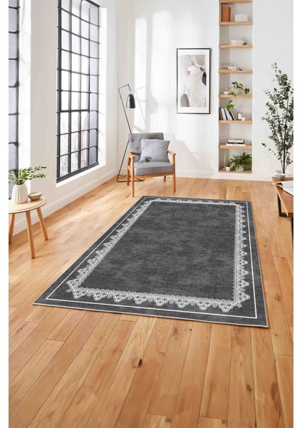 Baskılı Modern Etnik Çerçeve Desen Yıkanabilir Kaymaz Yolluk Mutfak Salon Halısı,Modern-188-Antrast,