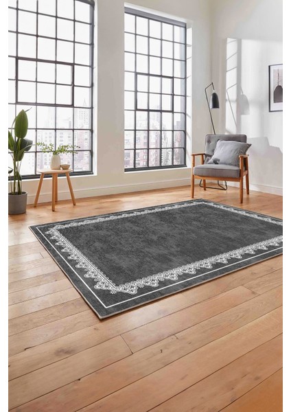 Baskılı Modern Etnik Çerçeve Desen Yıkanabilir Kaymaz Yolluk Mutfak Salon Halısı,Modern-188-Antrast,