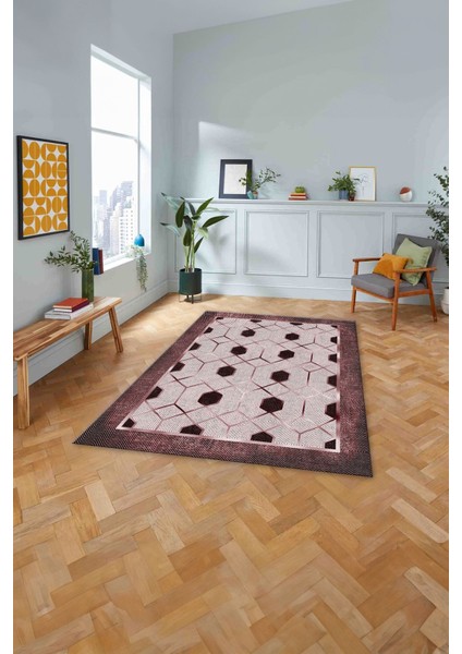 Baskılı Modern Çerçeve Desenli Yıkanabilir Kaymaz Yolluk Mutfak Salon Halısı, Modern-138-Bordo, fiyatları