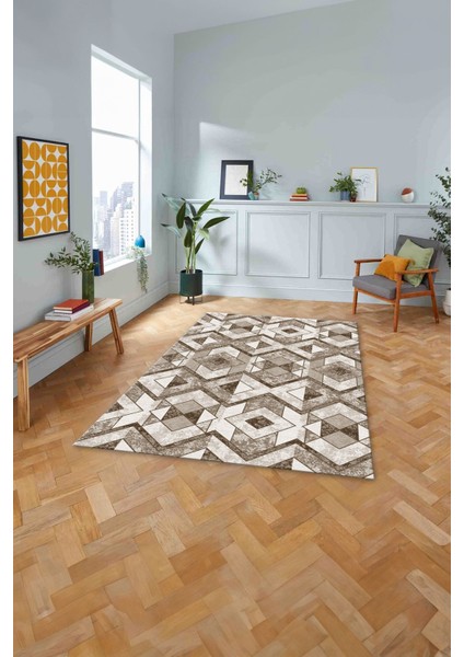 Baskılı Modern Geometrik Desenli Yıkanabilir Kaymaz Yolluk Mutfak Salon Halısı, Modern-139-Kahve, fiyatları