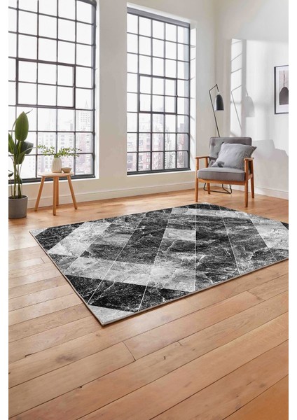 Baskılı Modern Mermer Desenli Yıkanabilir Kaymaz Yolluk Mutfak Salon Halısı, Modern-136-Gri, fırsatları