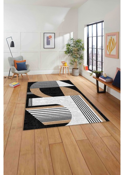 Dijital Baskılı Modern Sade Desen Yıkanabilir Kaymaz Yolluk Mutfak Salon Halısı, Modern-140-Bej, indirimleri