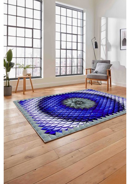 Baskılı Modern Sade Çiçek Desenli Yıkanabilir Kaymaz Yolluk Mutfak Salon Halısı, Modern-156-Mavi, fırsatları