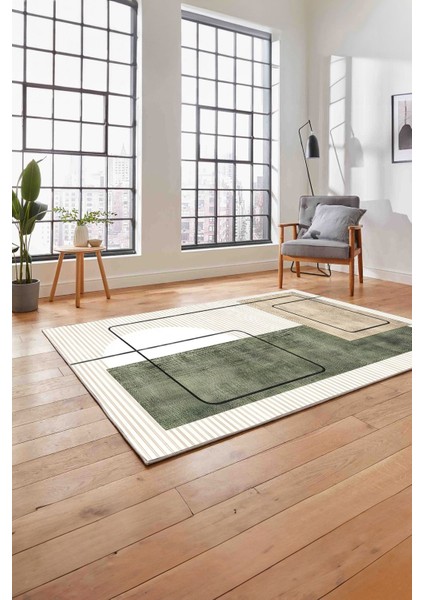 Baskılı Modern Sade Klasik Yıkanabilir Kaymaz Yolluk Mutfak Salon Halısı, Modern-158-Yeşil, fırsatları