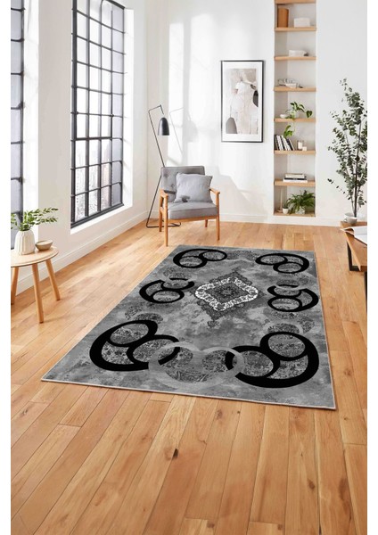 Baskılı Modern Akrilik Desen Yıkanabilir Kaymaz Yolluk Mutfak Salon Halısı, Modern-159-Gri, modelleri