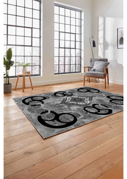 Baskılı Modern Akrilik Desen Yıkanabilir Kaymaz Yolluk Mutfak Salon Halısı, Modern-159-Gri, fırsatları