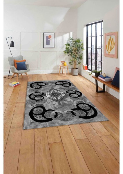 Baskılı Modern Akrilik Desen Yıkanabilir Kaymaz Yolluk Mutfak Salon Halısı, Modern-159-Gri, indirimleri