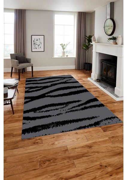 Baskılı Modern Leopar Desenli Yıkanabilir Kaymaz Yolluk Mutfak Salon Halısı, Modern-144-Gri,