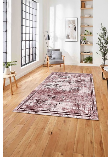 Baskılı Modern Sade Çerçeveli Yıkanabilir Kaymaz Yolluk Mutfak Salon Halısı, Modern-176-Bordo, modelleri