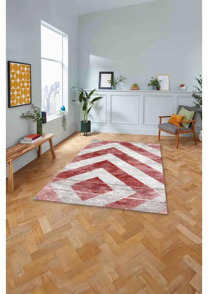 Baskılı Modern Üçgen Çizgi Motifli Yıkanabilir Kaymaz Yolluk Mutfak Salon Halısı, Modern-123-Bordo, fiyatları