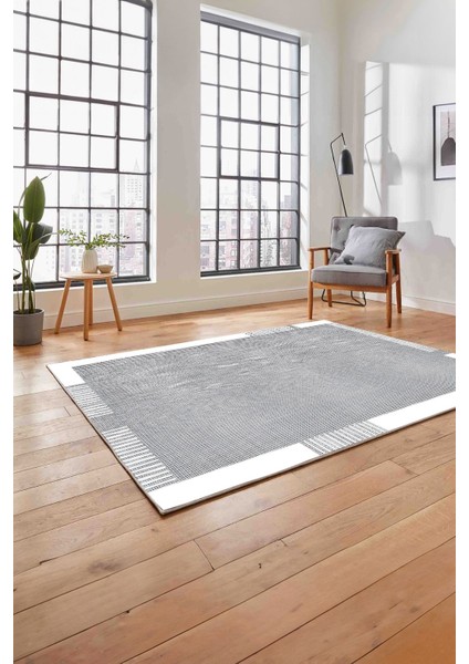 Baskılı Modern Sade Çerçeve Model Yıkanabilir Kaymaz Yolluk Mutfak Salon Halısı, Modern-183-Beyaz, fırsatları