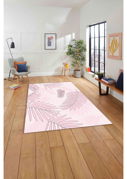 Baskılı Modern Ağaç Yaprak Desenli Yıkanabilir Kaymaz Yolluk Mutfak Salon Halısı, Modern-151-Pembe, indirimleri