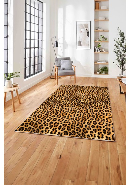 Baskılı Modern Leopar Model Yıkanabilir Kaymaz Yolluk Mutfak Salon Halısı, MODERN-148-TURUNCU, modelleri