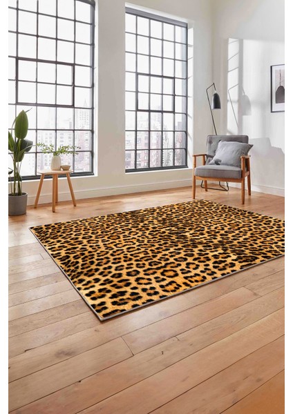 Baskılı Modern Leopar Model Yıkanabilir Kaymaz Yolluk Mutfak Salon Halısı, MODERN-148-TURUNCU, fırsatları