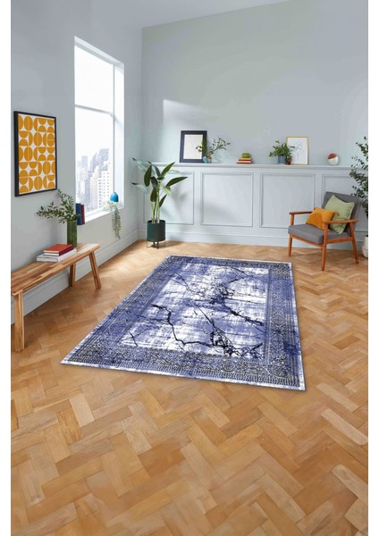 Baskılı Modern Mermer Zeminli Yıkanabilir Kaymaz Yolluk Mutfak Salon Halısı, Modern-187-Lacivert, fiyatları
