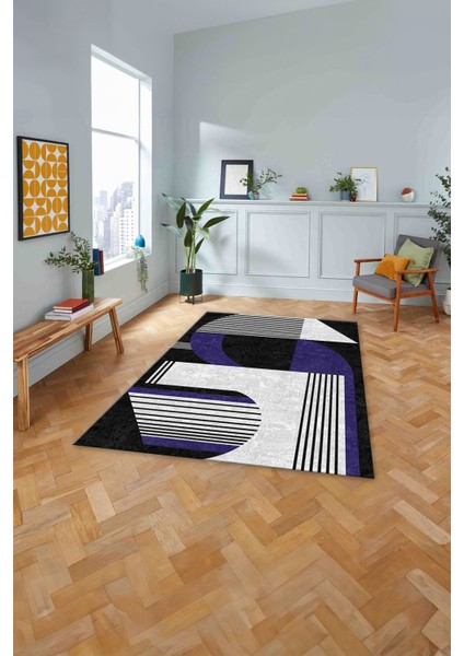 Dijital Baskılı Modern Sade Desen Yıkanabilir Kaymaz Yolluk Mutfak Salon Halısı,Modern-140-Lacivert, fiyatları