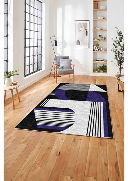 Dijital Baskılı Modern Sade Desen Yıkanabilir Kaymaz Yolluk Mutfak Salon Halısı,Modern-140-Lacivert, modelleri