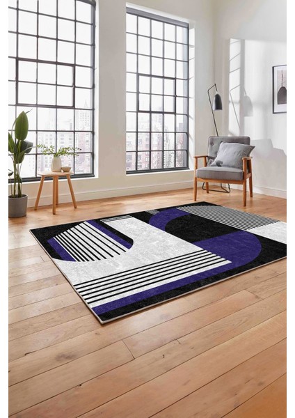 Dijital Baskılı Modern Sade Desen Yıkanabilir Kaymaz Yolluk Mutfak Salon Halısı,Modern-140-Lacivert, fırsatları