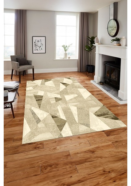 Baskılı Modern Mermer Motifli Yıkanabilir Kaymaz Yolluk Mutfak Salon Halısı, MODERN-170-BEJ,