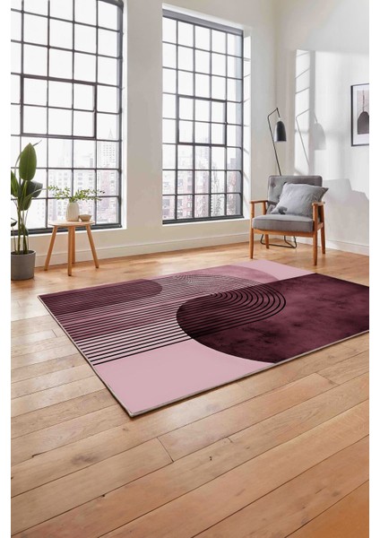 Dijital Baskılı Modern Klasik Yıkanabilir Kaymaz Yolluk Mutfak Salon Halısı, MODERN-165-PEMBE,