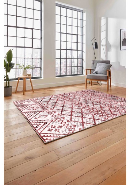Baskılı Modern Iskandinav Desenli Yıkanabilir Kaymaz Yolluk Mutfak Salon Halısı, MODERN-175-BORDO, fırsatları