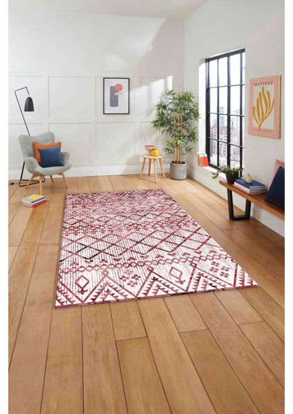 Baskılı Modern Iskandinav Desenli Yıkanabilir Kaymaz Yolluk Mutfak Salon Halısı, MODERN-175-BORDO, indirimleri