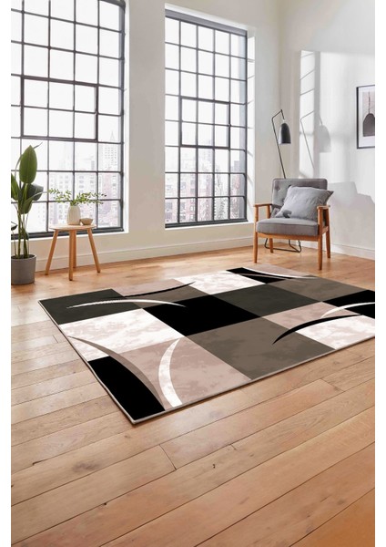 Baskılı Modern Çerçeveli Kare Yıkanabilir Kaymaz Yolluk Mutfak Salon Halısı, MODERN-186-KREM, fırsatları