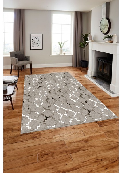 Baskılı Modern Sade Kupa Desen Yıkanabilir Kaymaz Yolluk Mutfak Salon Halısı, MODERN-168-BEJ,