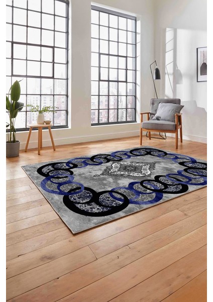 Baskılı Modern Akrilik Desen Yıkanabilir Kaymaz Yolluk Mutfak Salon Halısı, Modern-159-Lacivert, fırsatları