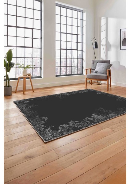 Baskılı Modern Çiçek Ağaç Motifli Yıkanabilir Kaymaz Yolluk Mutfak Salon Halısı, MODERN-203-GRİ, fırsatları