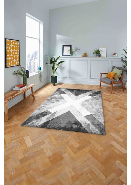 Baskılı Modern Çapra Çizgi Desen Yıkanabilir Kaymaz Yolluk Mutfak Salon Halısı, Modern-166-Gri, fiyatları