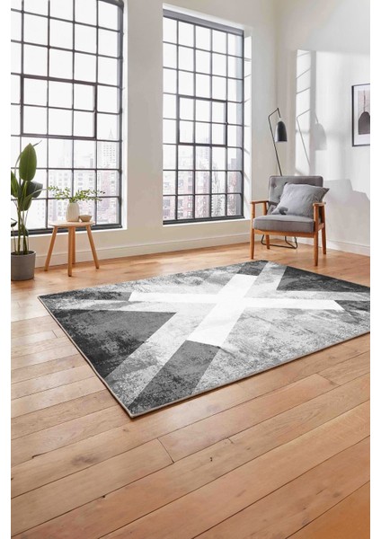 Baskılı Modern Çapra Çizgi Desen Yıkanabilir Kaymaz Yolluk Mutfak Salon Halısı, Modern-166-Gri, fırsatları