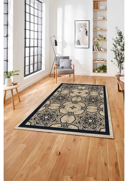 Baskılı Modern Vektörel Desen Yıkanabilir Kaymaz Yolluk Mutfak Salon Halısı, MODERN-198-LACİVERT, modelleri