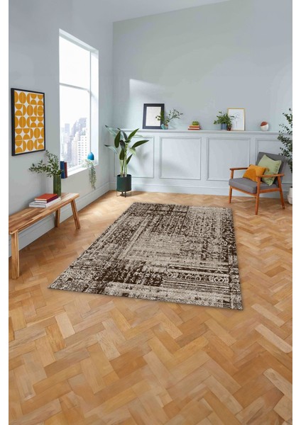 Baskılı Modern Klasik Görünümlü Yıkanabilir Kaymaz Yolluk Mutfak Salon Halısı, MODERN-195-KAHVE, fiyatları