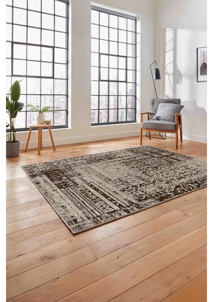 Baskılı Modern Klasik Görünümlü Yıkanabilir Kaymaz Yolluk Mutfak Salon Halısı, MODERN-195-KAHVE, fırsatları