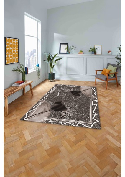 Baskılı Modern Çiçek Kuş Tüyü Yıkanabilir Kaymaz Yolluk Mutfak Salon Halısı, MODERN-153-VİZON, fiyatları