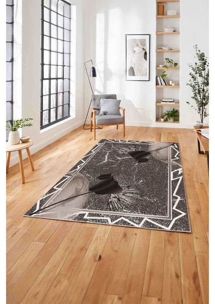 Baskılı Modern Çiçek Kuş Tüyü Yıkanabilir Kaymaz Yolluk Mutfak Salon Halısı, MODERN-153-VİZON, modelleri