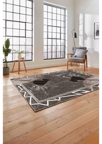 Baskılı Modern Çiçek Kuş Tüyü Yıkanabilir Kaymaz Yolluk Mutfak Salon Halısı, MODERN-153-VİZON, fırsatları