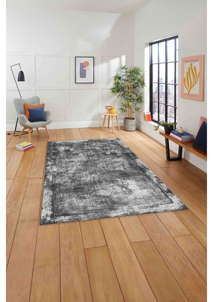 Dijital Baskılı Modern Sade Desen Yıkanabilir Kaymaz Yolluk Mutfak Salon Halısı, MODERN-215-GRİ, indirimleri