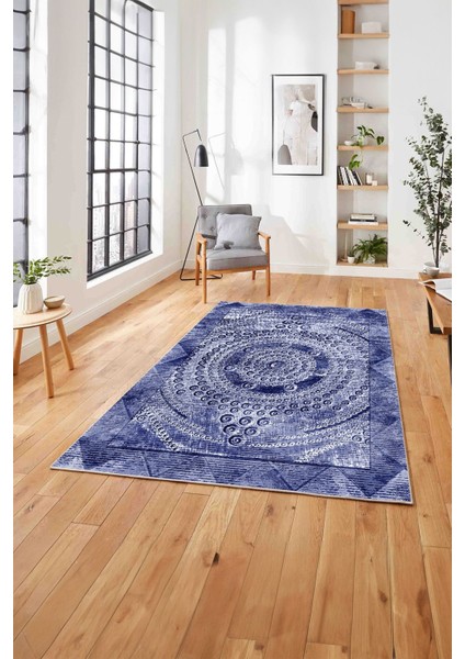 Baskılı Modern Klasik Sade Desen Yıkanabilir Kaymaz Yolluk Mutfak Salon Halısı, MODERN-214-LACİVERT, modelleri