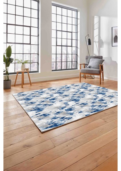 Dijital Baskılı Modern Sade Yıkanabilir Kaymaz Yolluk Mutfak Salon Halısı, MODERN-197-LACİVERT, fırsatları