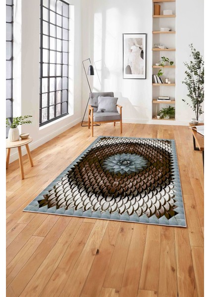 Baskılı Modern Sade Çiçek Desenli Yıkanabilir Kaymaz Yolluk Mutfak Salon Halısı, MODERN-156-KAHVE, modelleri