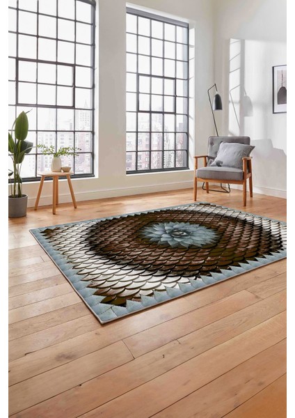 Baskılı Modern Sade Çiçek Desenli Yıkanabilir Kaymaz Yolluk Mutfak Salon Halısı, MODERN-156-KAHVE, fırsatları